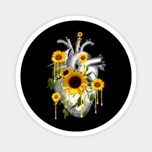 Sunflowers Heart Human Anatomy Magnet